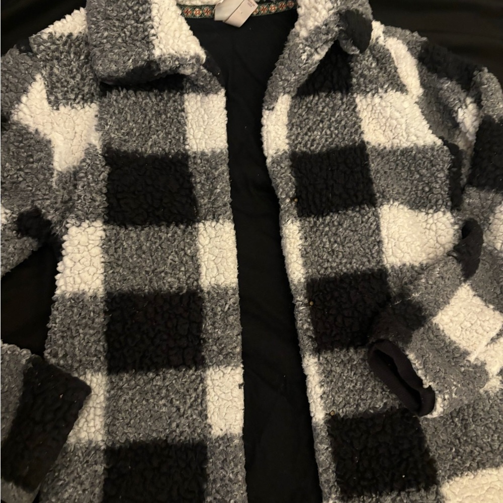 Target Black and White Checkered Teddy Jacket